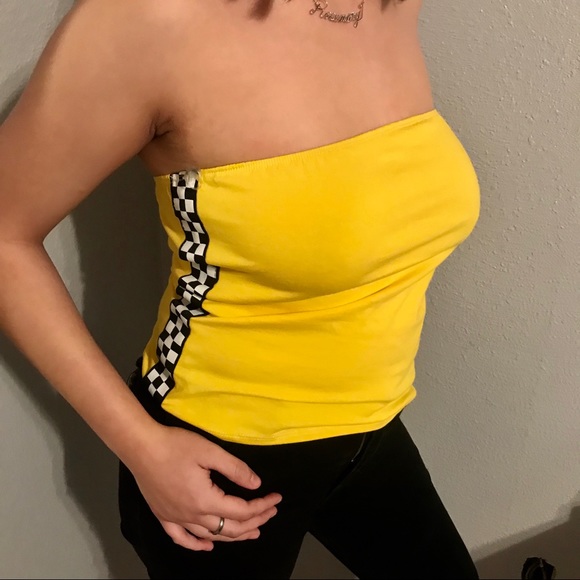 Yellow Checkered Tube Top/Skirt - Picture 4 of 7